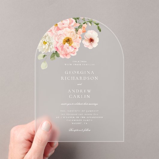 Sweet Summer Garden Acrylic Wedding Einladung (Insitu (Handheld))