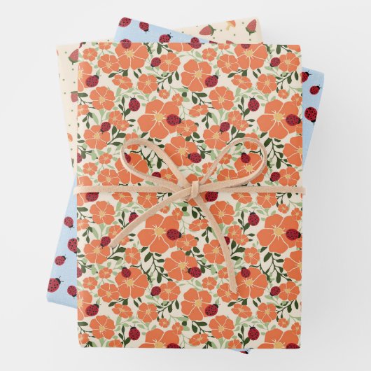 Sweet Summer Ladybugs Mixed Wrapping Paper Set Geschenkpapier Set (Beispiel)