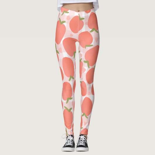 Sweet Summer Peach Muster groß Leggings (Vorderseite)