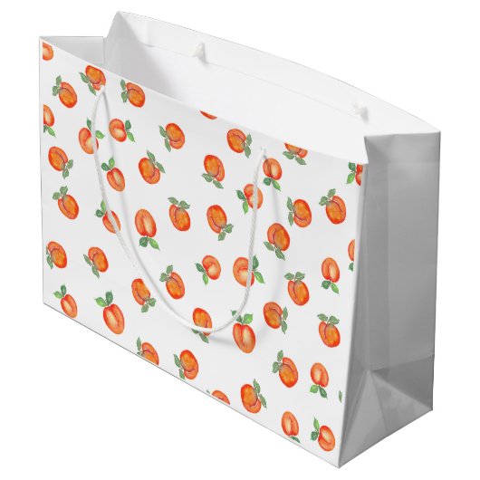 Sweet Summer Peach Muster Große Geschenktüte (Rückseite Schrägansicht)