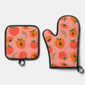 Sweet Summer Peach Muster Ofenhandschuh & Topflappen-Set (Vorderseite)