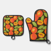 Sweet Summer Peach Muster Ofenhandschuh & Topflappen-Set (Vorderseite)