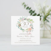Sweet Summer Rose Garland 30 Jahre Jubiläum Einladung (Stehend Vorderseite)
