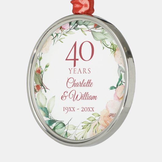 Sweet Summer Rose Garland 40 Jahre Jubiläum Ornament Aus Metall (Links)