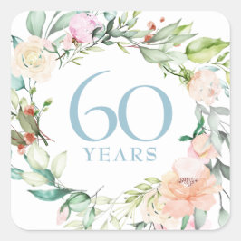 Sweet Summer Rose Garland 60 / 75 Jahre Jubiläum Quadratischer Aufkleber