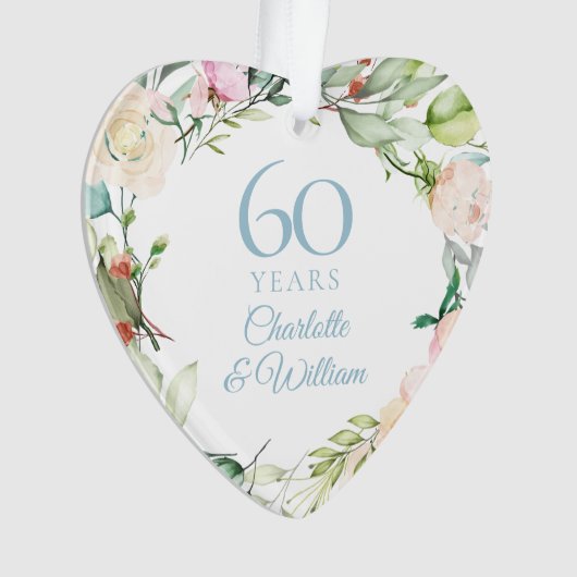 Sweet Summer Rose Garland 60 Jahre Jubiläum Ornament (Vorderseite)