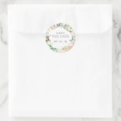 Sweet Summer Rose Garland Save the Date Runder Aufkleber (Tasche)