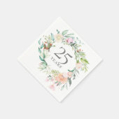 Sweet Summer Rose Garland Silver Jahrestag Serviette (Ecke)
