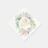 Sweet Summer Roses Garland 80th Birthday Serviette (Ecke)