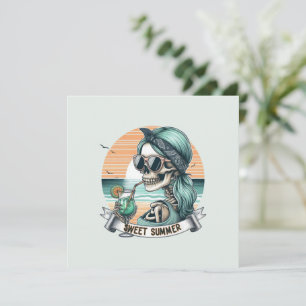 Sweet Summer Skeleton Retro Sunset Design