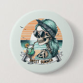 Sweet Summer Skeleton Retro Sunset Design Button (Vorderseite)