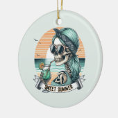 Sweet Summer Skeleton Retro Sunset Design Keramik Ornament (Links)