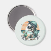 Sweet Summer Skeleton Retro Sunset Design Magnet (Vorderseite/Rückseite)
