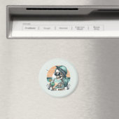 Sweet Summer Skeleton Retro Sunset Design Magnet (In Situ (Geschirrspüler))