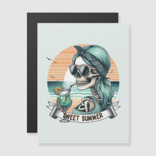 Sweet Summer Skeleton Retro Sunset Design Magnetkarte