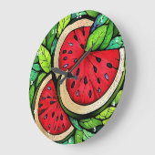 Sweet Summer Slice" - Wassermelonenwand Große Wanduhr (Winkel)