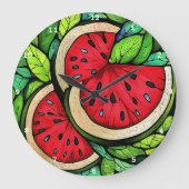 Sweet Summer Slice" - Wassermelonenwand Große Wanduhr (Vorderseite)