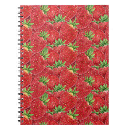Sweet Summer Strawberry Fields - Red Watercolor Notizblock