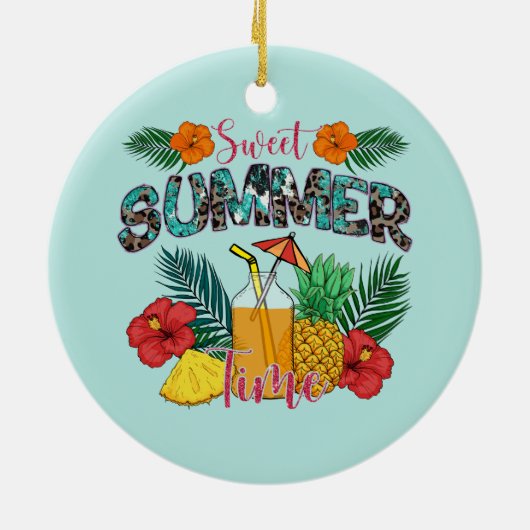 Sweet Summer Time Beach | Tropeninsel Keramik Ornament (Hinten)