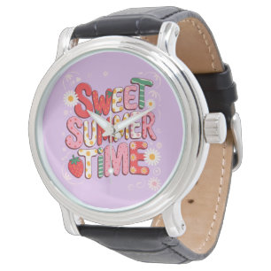 Sweet Summer Time Coquette Strawberry Retro Strand Armbanduhr