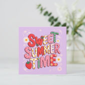 Sweet Summer Time Coquette Strawberry Retro Strand Einladung (Stehend Vorderseite)