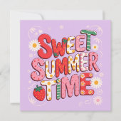 Sweet Summer Time Coquette Strawberry Retro Strand Einladung (Vorderseite)