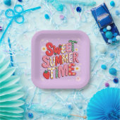 Sweet Summer Time Coquette Strawberry Retro Strand Pappteller (Party)
