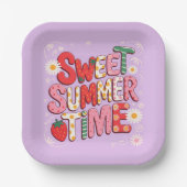 Sweet Summer Time Coquette Strawberry Retro Strand Pappteller (Vorderseite)