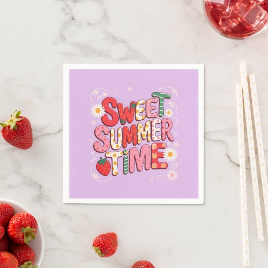 Sweet Summer Time Coquette Strawberry Retro Strand Serviette (Beispiel)