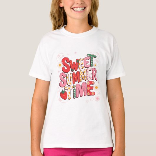 Sweet Summer Time Coquette Strawberry Retro Strand T-Shirt (Vorderseite)