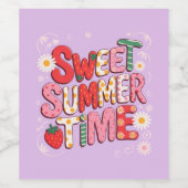 Sweet Summer Time Coquette Strawberry Retro Strand Weinetikett (Einzelnes Label)