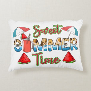 Sweet Summer Time   Farbenfrohe Wassermelone Dekokissen