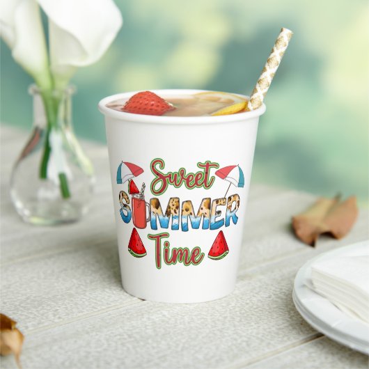 Sweet Summer Time | Farbenfrohe Wassermelone Pappbecher (In Situ)
