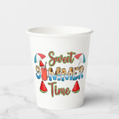 Sweet Summer Time | Farbenfrohe Wassermelone Pappbecher (Rückseite)