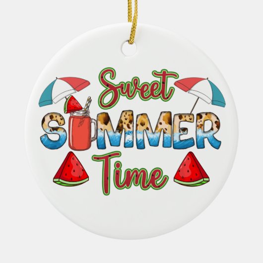 Sweet Summer Time | Farblich | Wassermelone Keramik Ornament (Vorne)