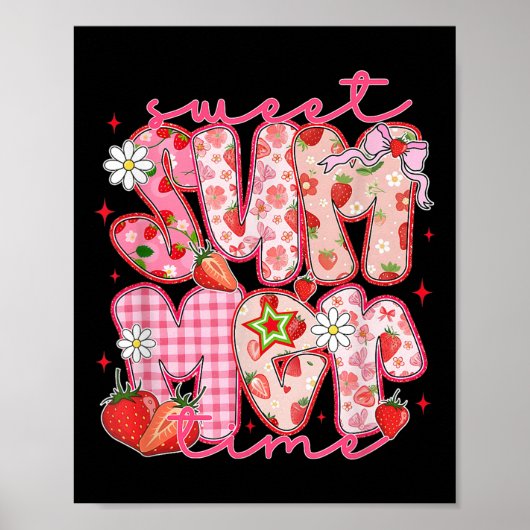 Sweet Summer Time Strawberry Summer Vibes Hello Su Poster (Vorne)