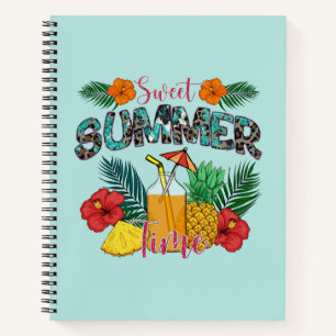 Sweet Summer Time Tropische Früchte und Blumen Notizblock