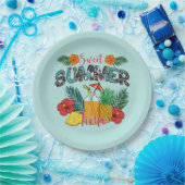 Sweet Summer Time | Tropische Früchte und Blumen Pappteller (Party)