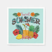 Sweet Summer Time | Tropische Früchte und Blumen Serviette (Vorderseite)