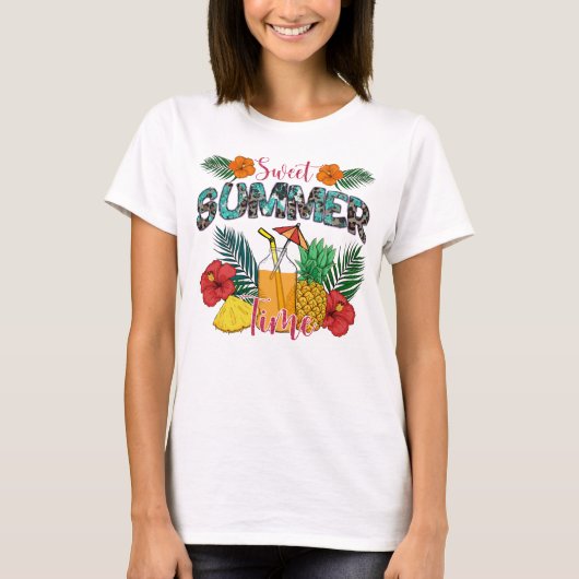 Sweet Summer Time | Tropische Früchte und Blumen T-Shirt (Vorderseite)