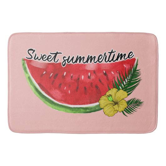 Sweet Summer Time | Wasserfarbene Wassermelone Badematte (Vorderseite)