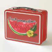Sweet Summer Time | Wasserfarbene Wassermelone Metall Brotdose (Rückseite)