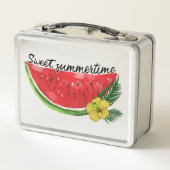 Sweet Summer Time | Wasserfarbene Wassermelone Metall Brotdose (Rückseite)
