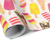 Sweet Summer Watercolor Ice Creme Geschenkpapier (Rolleneckpunkt)