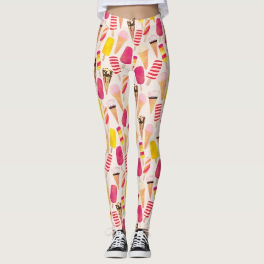Sweet Summer Watercolor Ice Creme Leggings (Vorderseite)
