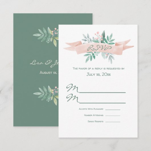 Sweet Summer Wedding RSVP Card Karte (Vorne/Hinten)