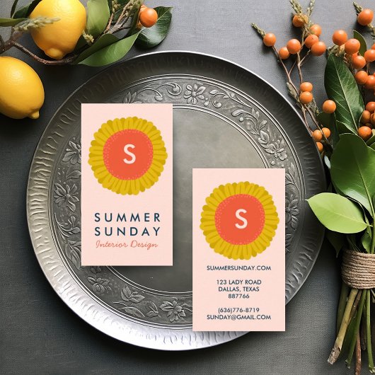 Sweet Sunflower Daisy Blume CUSTOM Initialen Visitenkarte