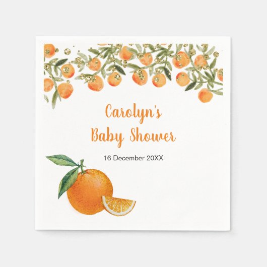 Sweet Süsse Orange Baby Dusche Napkin Serviette (Vorderseite)