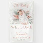 Sweet Swaddled Oh Baby Floral Girl Baby Dusche Banner (Vertikal)