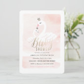 Sweet Swan Baby Shower Einladung mit Folie (Stehend Vorderseite)